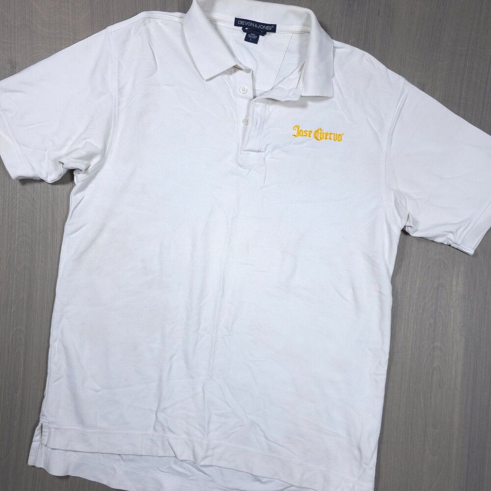 Jose Cuervo Devon & Jones White Polo Shirt L 100% Cotton